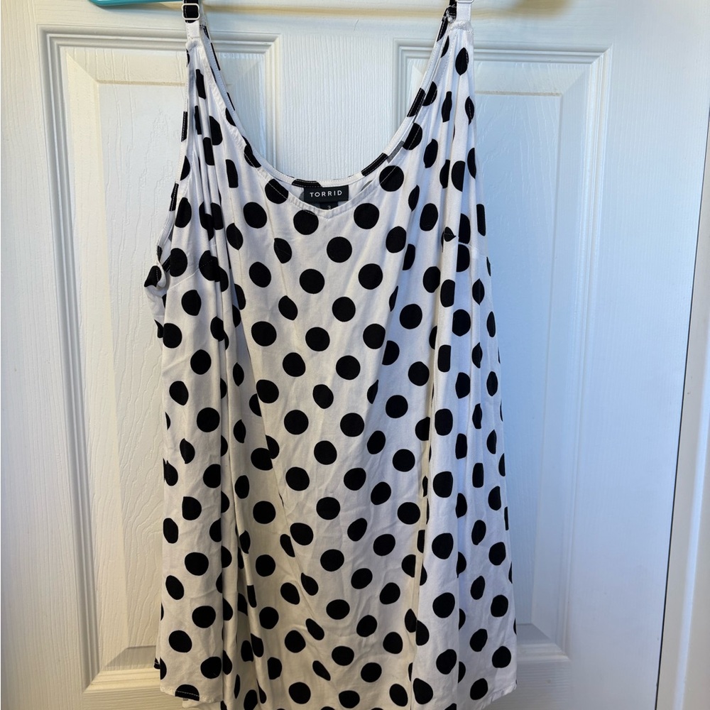 Torrid Black and White Polka Dot Sleeveless Top